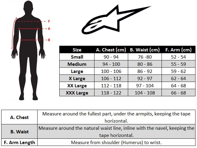 alpinestars jacket size chart alpinestars jacket size chart