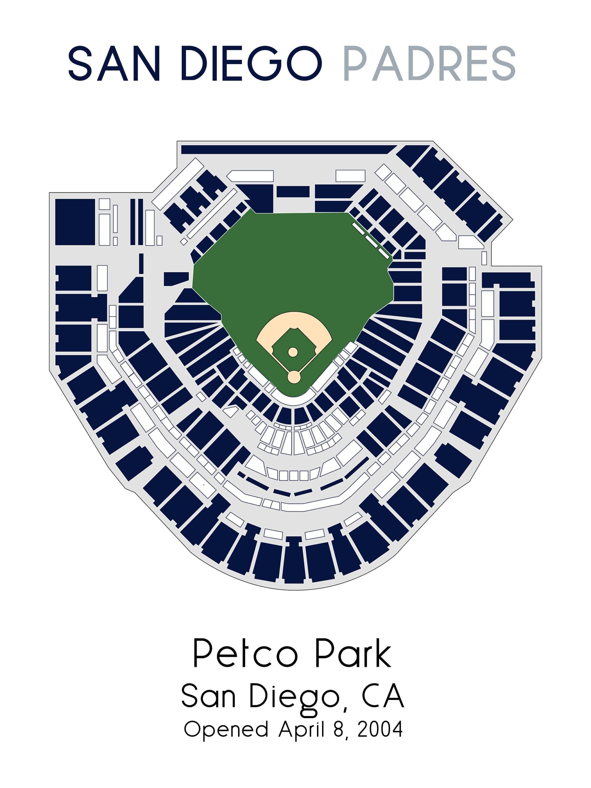 San Diego Padres Petco Park MLB Stadium Map Ballpark Map Baseball San Diego Padres Petco Park MLB Stadium Map Ballpark Map Baseball