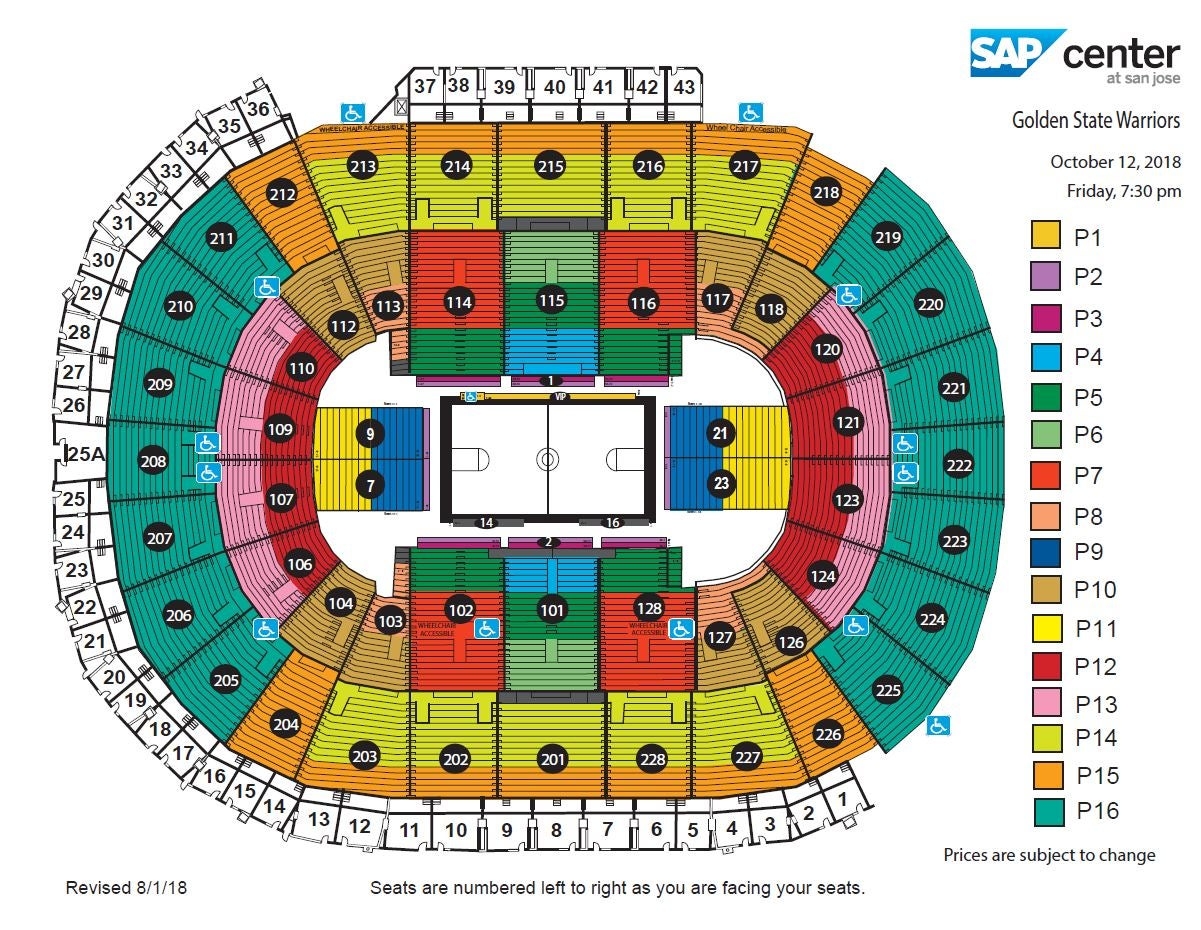Sap Arena San Jose Seating Chart Ponasa