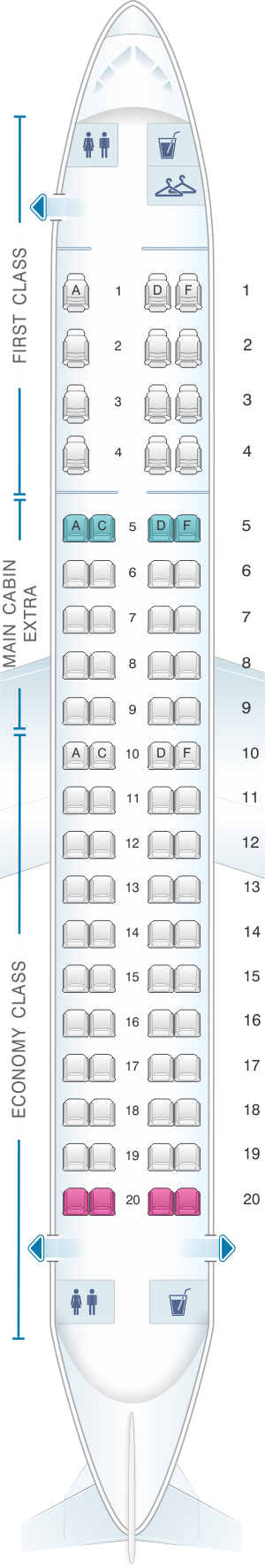 Seat Map American Airlines Embraer ERJ 175 V1 SeatMaestro
