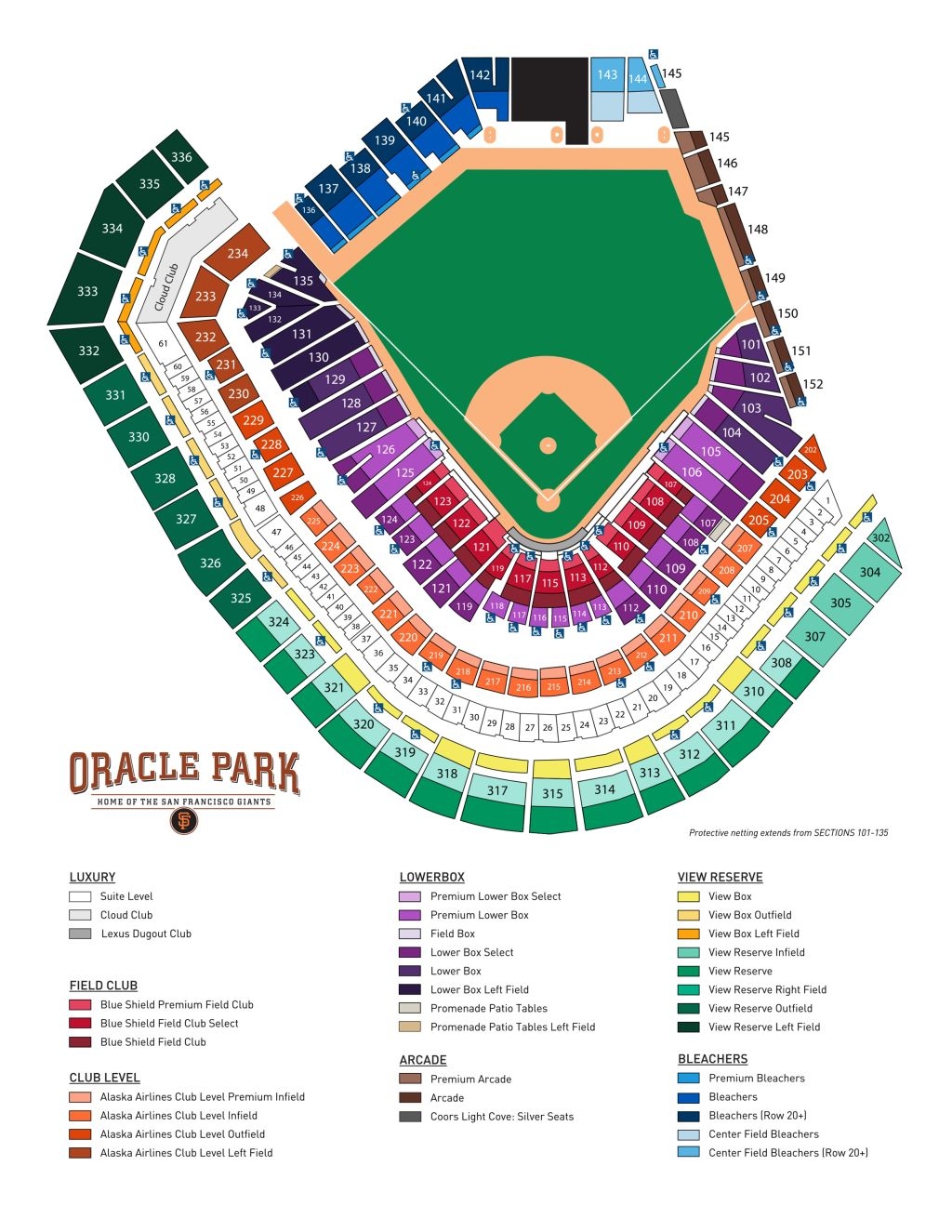 Seat Map Oracle Park San Francisco Giants