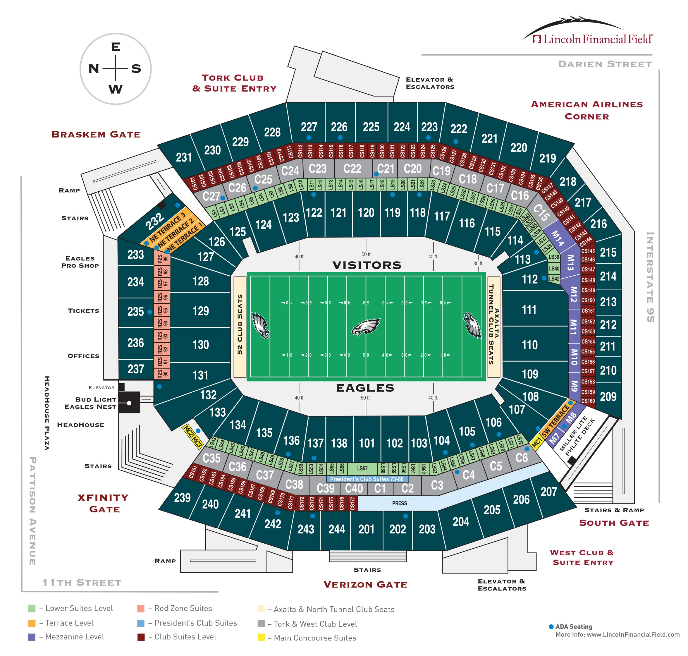Seating Bowl Diagram Lincoln Financial Field