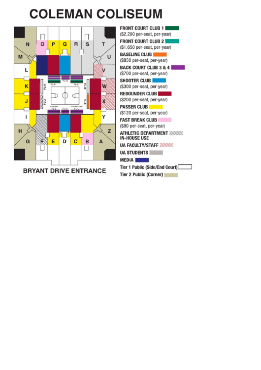 Seating Chart Coleman Coliseum Printable Pdf Download