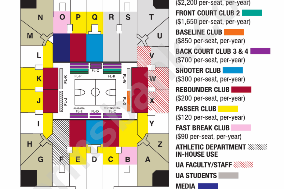 Seating Chart Coleman Coliseum Printable Pdf Download