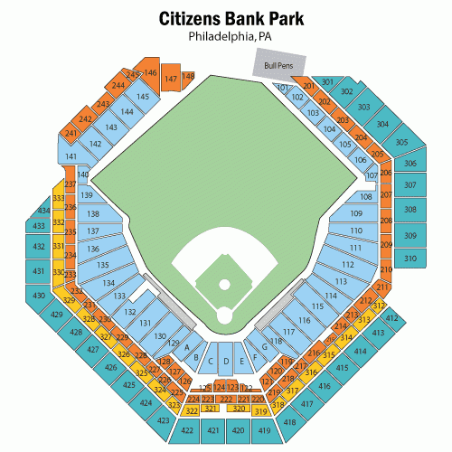 citizen bank park seating chart citizen bank park seating chart