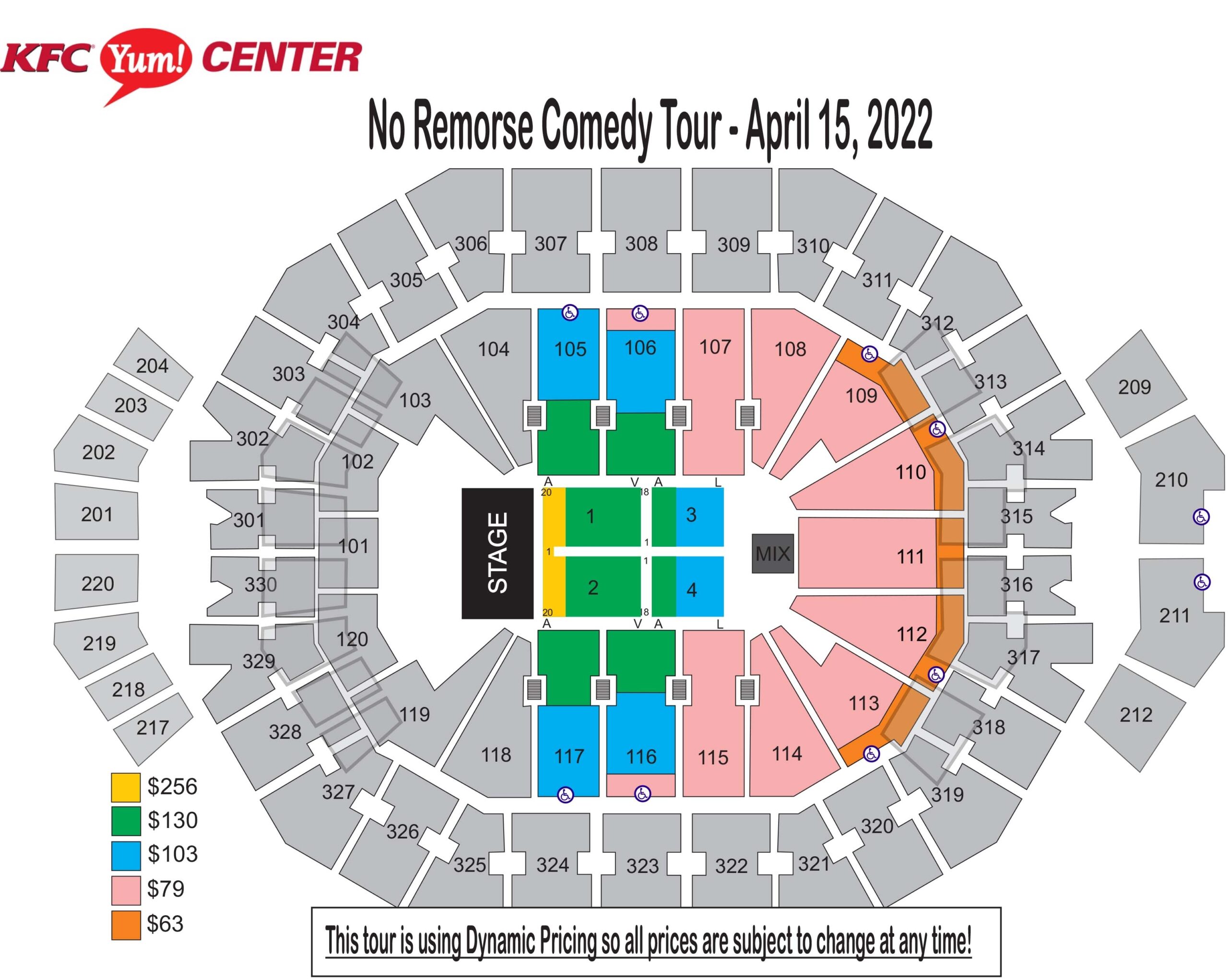 Seating Charts KFC Yum Center Seating Charts KFC Yum Center