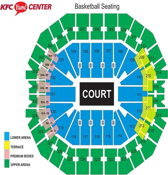 Seating Charts KFC Yum Center Seating Chart