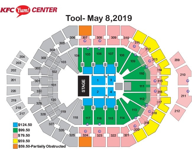 Seating Charts KFC Yum Center Seating Charts KFC Yum Center