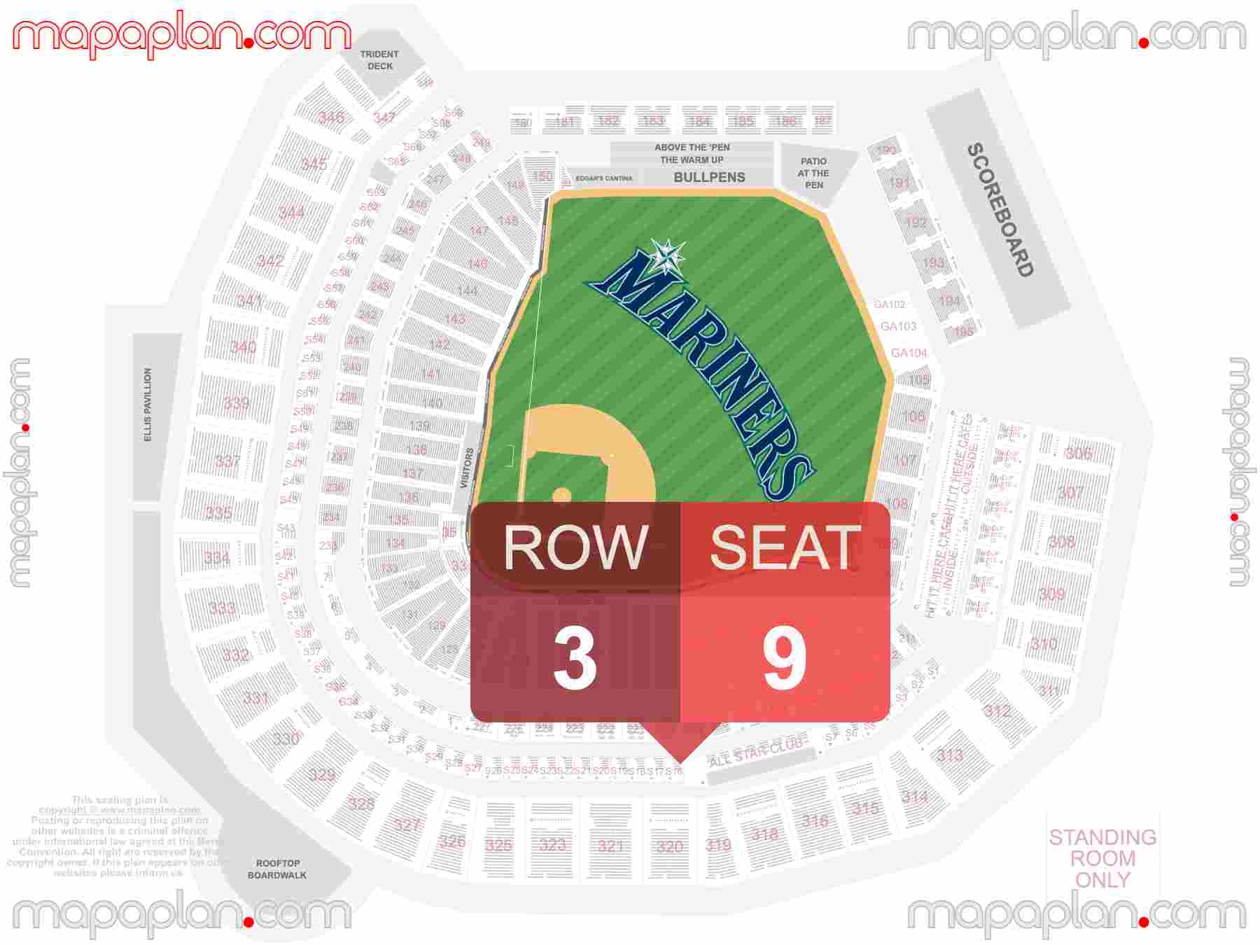 Seattle T Mobile Park Detailed Interactive Seating Chart With Seat 
