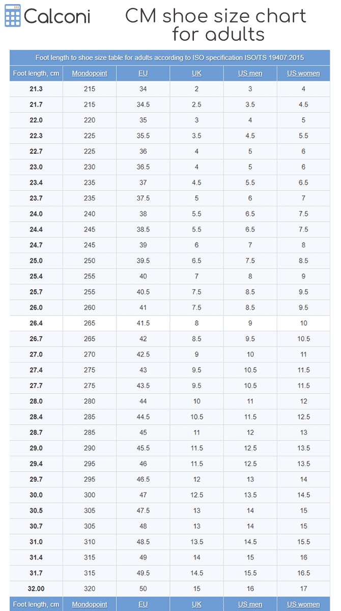 Shoe Size In Cm Foot Length Shoe Size Converter And Shoe Size Chart 