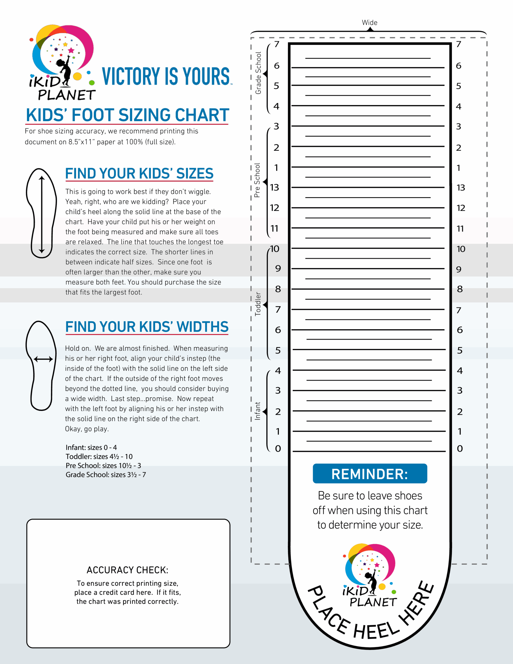 childrens foot size chart
