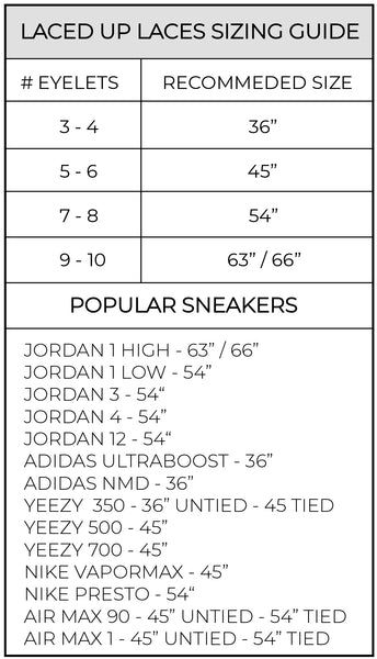 shoelace size chart shoelace size chart