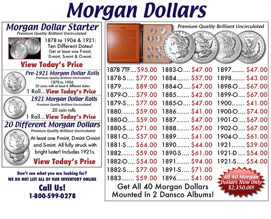 SILVER DOLLAR Morgan Dollar Buy Collectible Coins Online Rare US 
