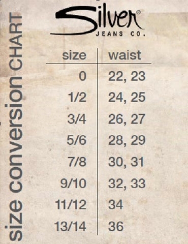 Silver Jeans Size Chart Conversion Ponasa