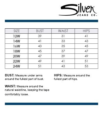 Silver Jeans Size Conversion Chart Jeans Size Chart Silver C