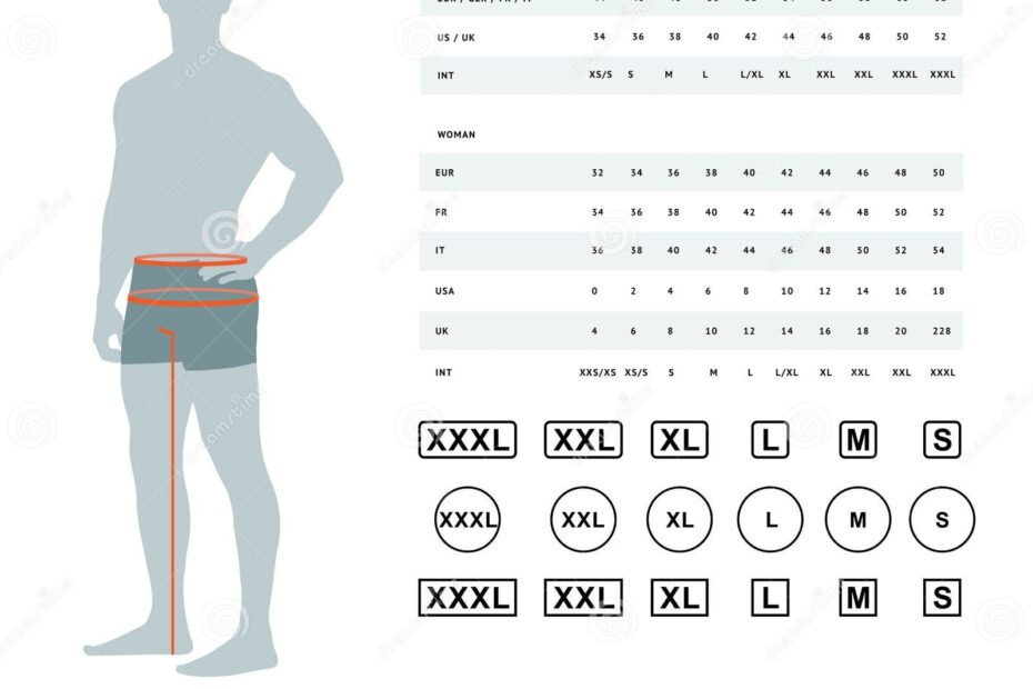 Size Chart For Men Stock Vector Illustration Of Descriptive 137749914