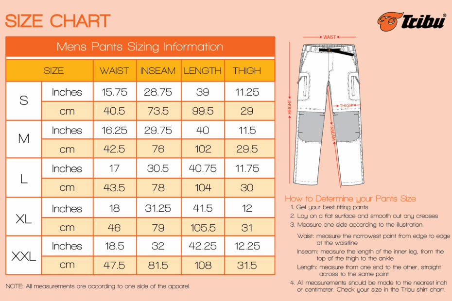 Size Chart For Pants Men 39 s Size Charts Conversions Pants