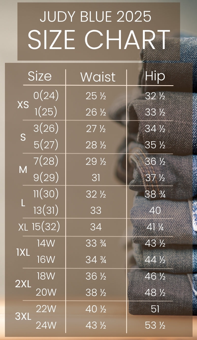 Size Chart Judy Blue Size Chart Judy Blue