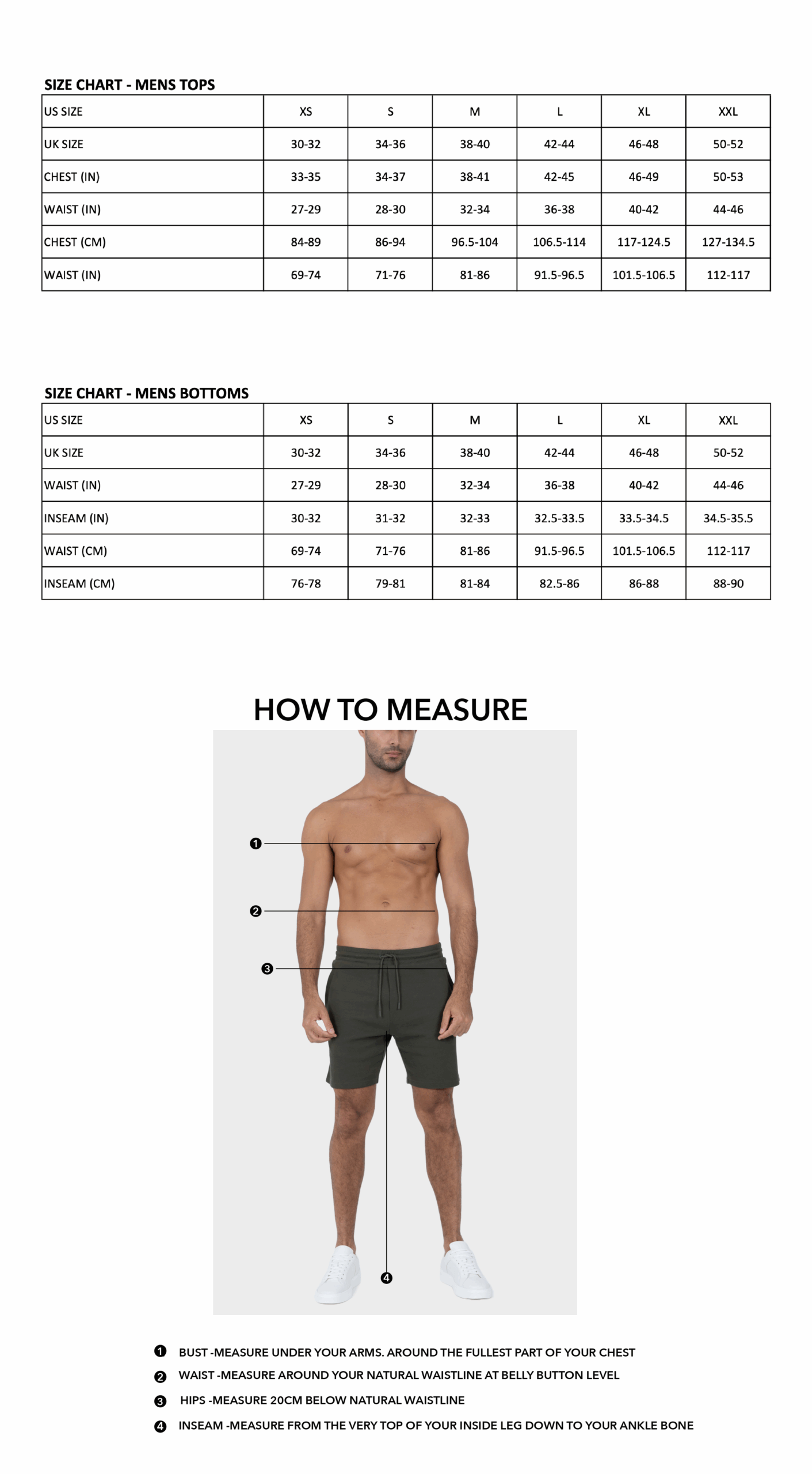 Size Chart Men LC USA Size Chart Men LC USA