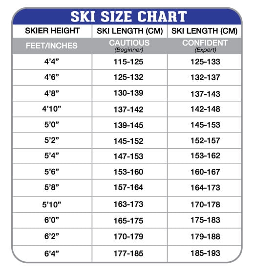 Ski Size Chart Kids Kids Skis Size Chart