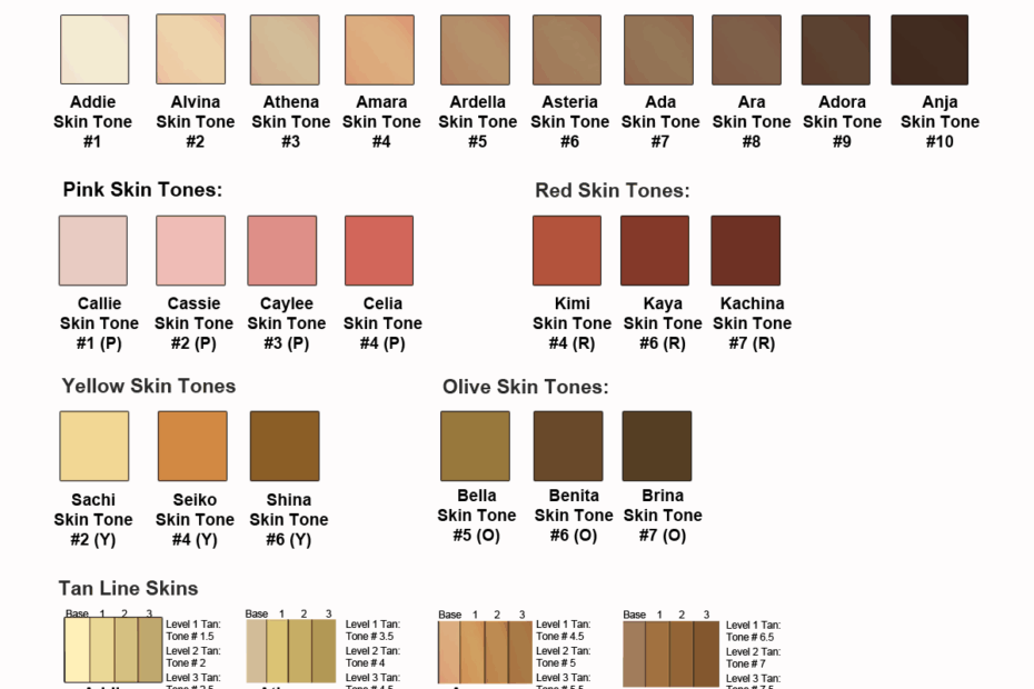 Skin Tone Color Chart Color Charts The Other Side And Charts