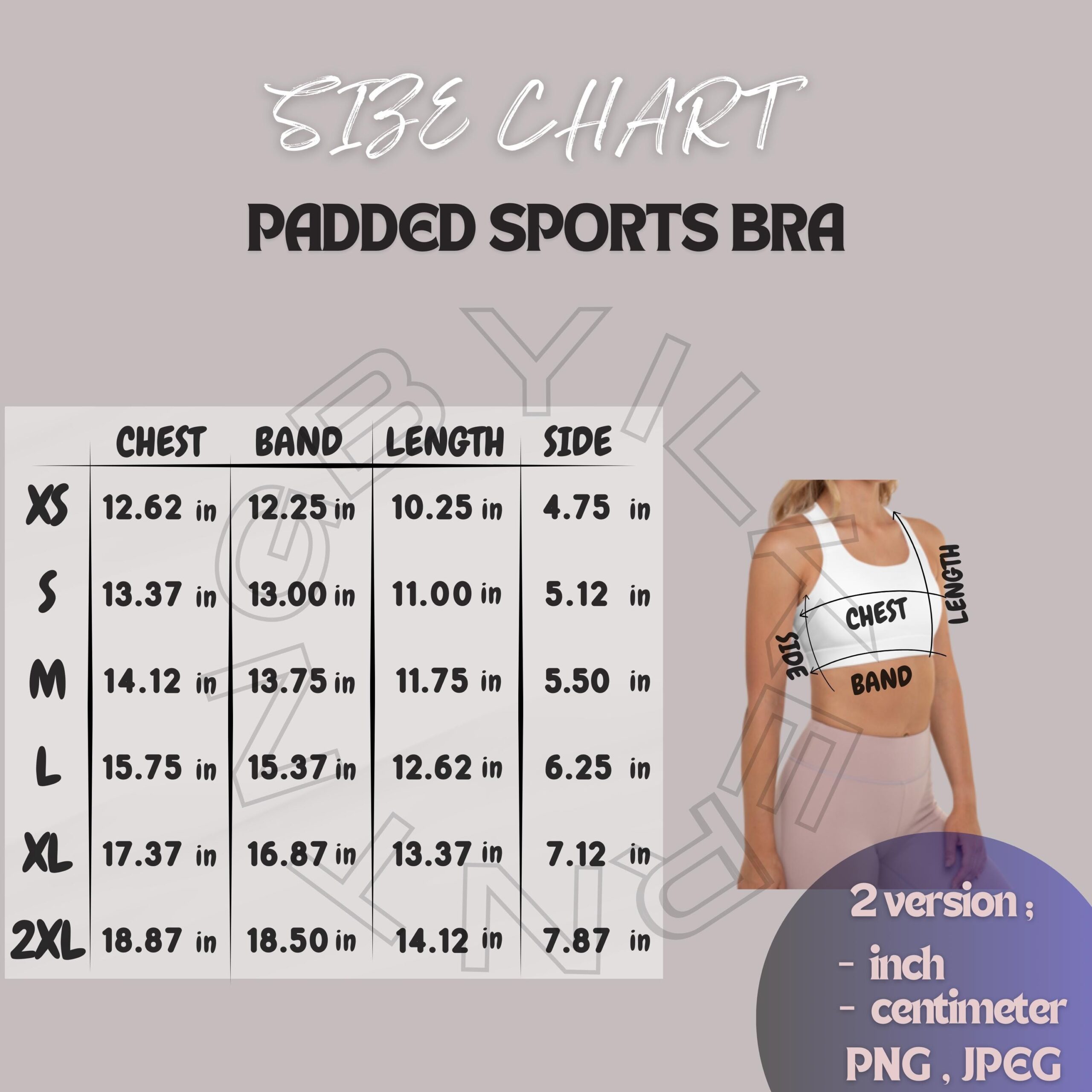 Sports Bra Size Chart I All over Print Padded Sports Bra Mockup And 