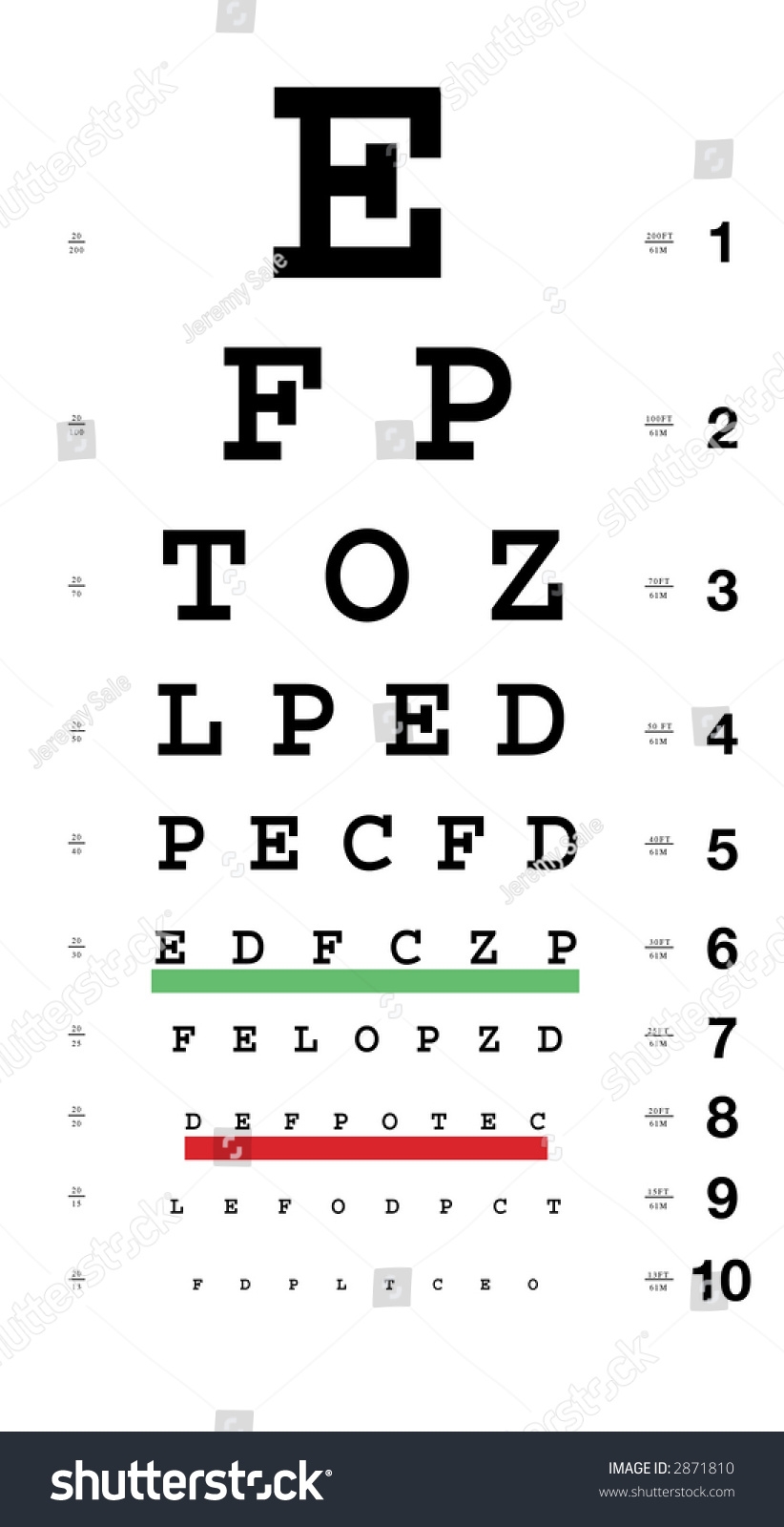 Standard Eye Chart Distance Markers Stock Illustration 2871810 