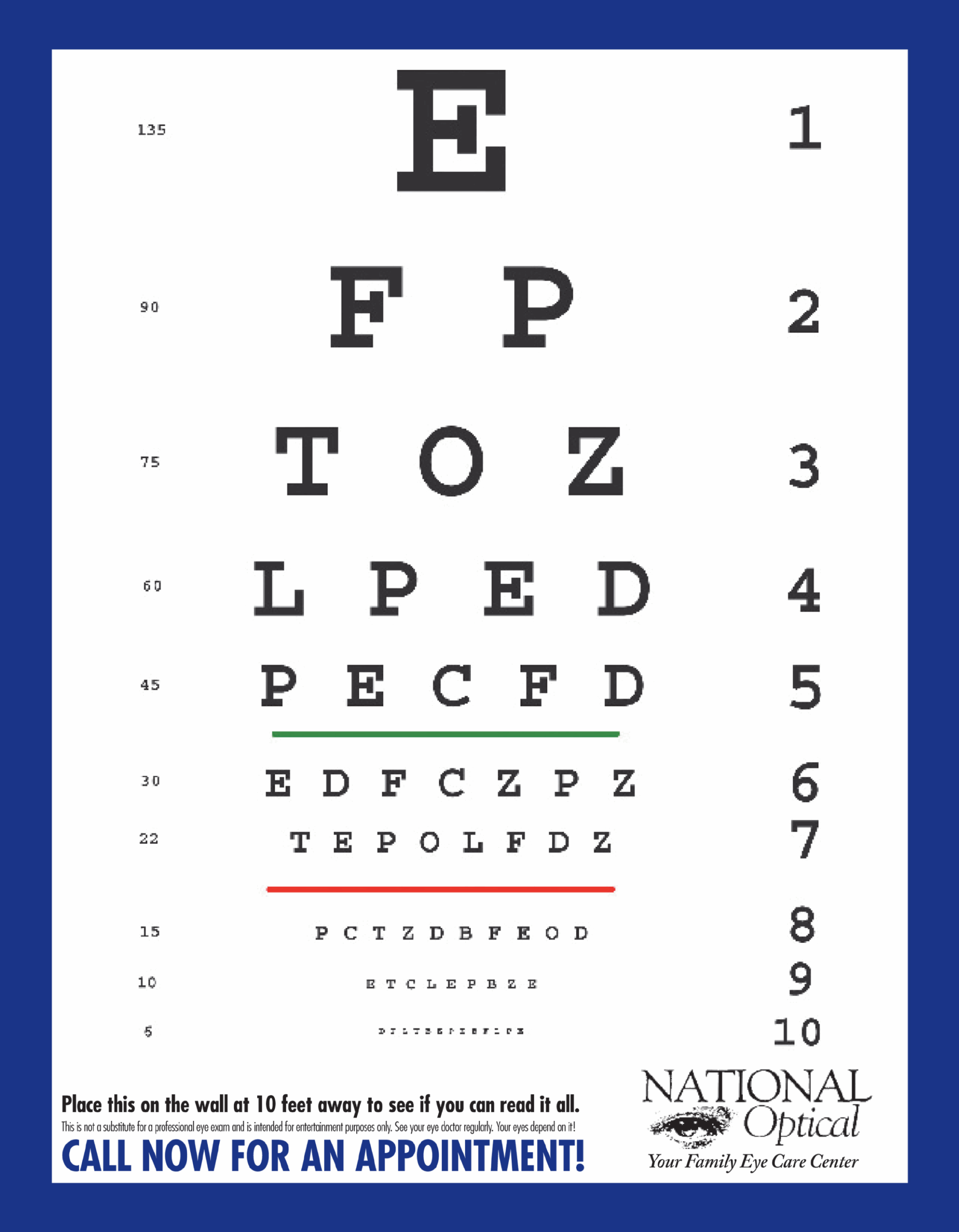 Standard Eye Chart Free Download Eye Chart Printable