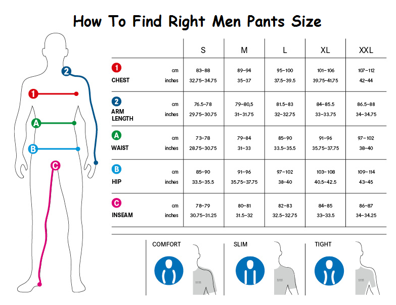 Standard Mens Pants Size Chart Ponasa