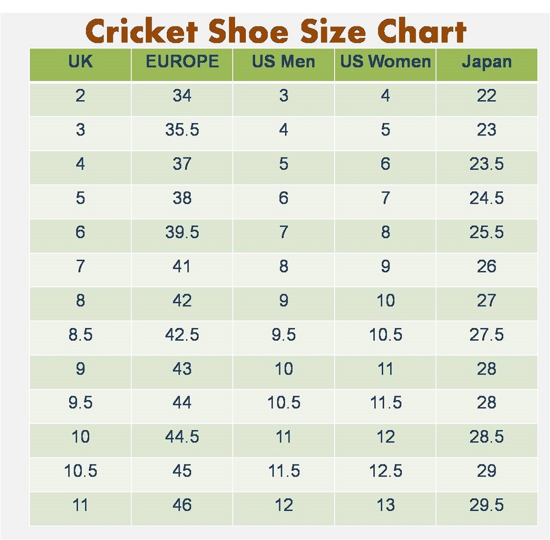 Standard Shoe Size Conversion Chart At James Mansell Blog
