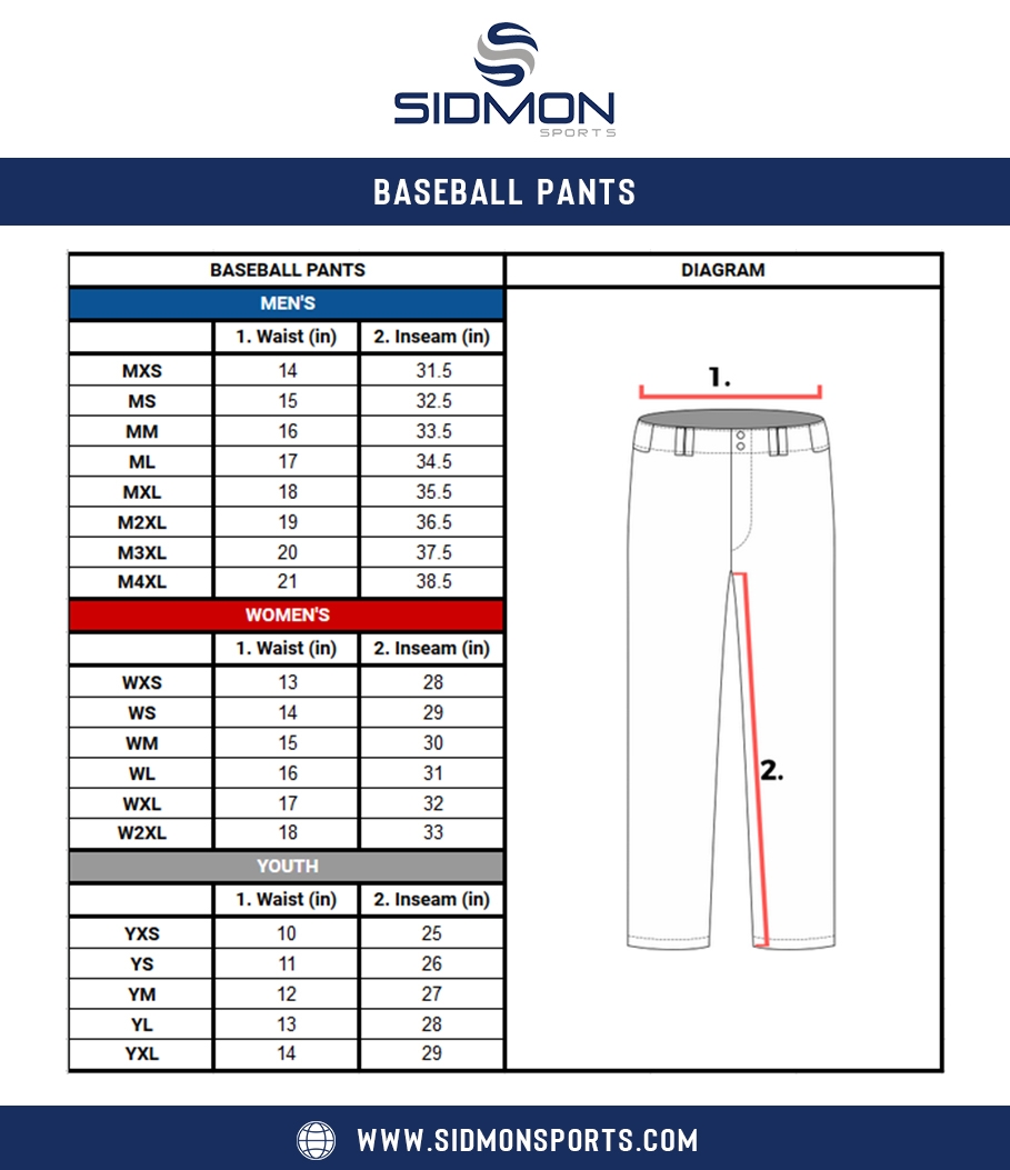 Standard Sportswear Size Guide For Teams Customizable