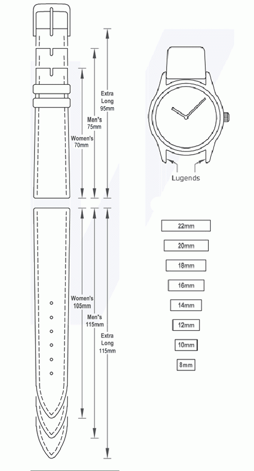 Strap Sizing Charts For Leather Watch Straps Instyle Leathergoods Ltd