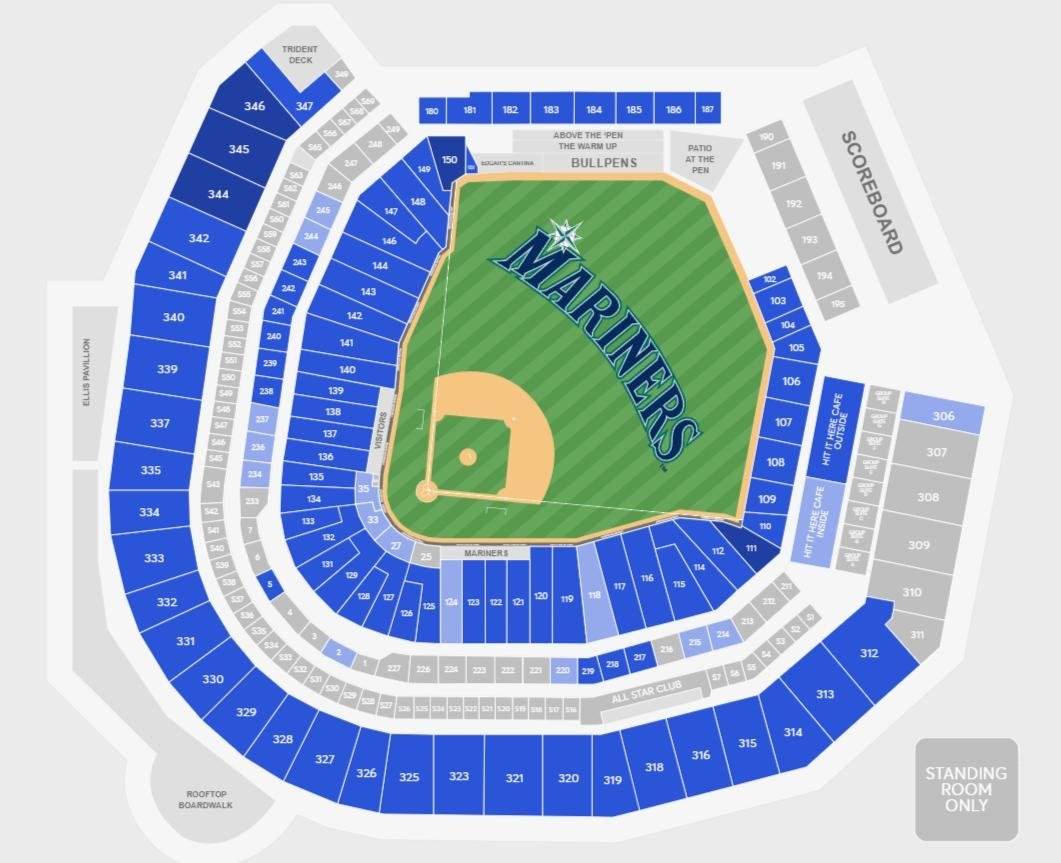 T Mobile Park Seating Chart With Seat Numbers And Rows Seattle 