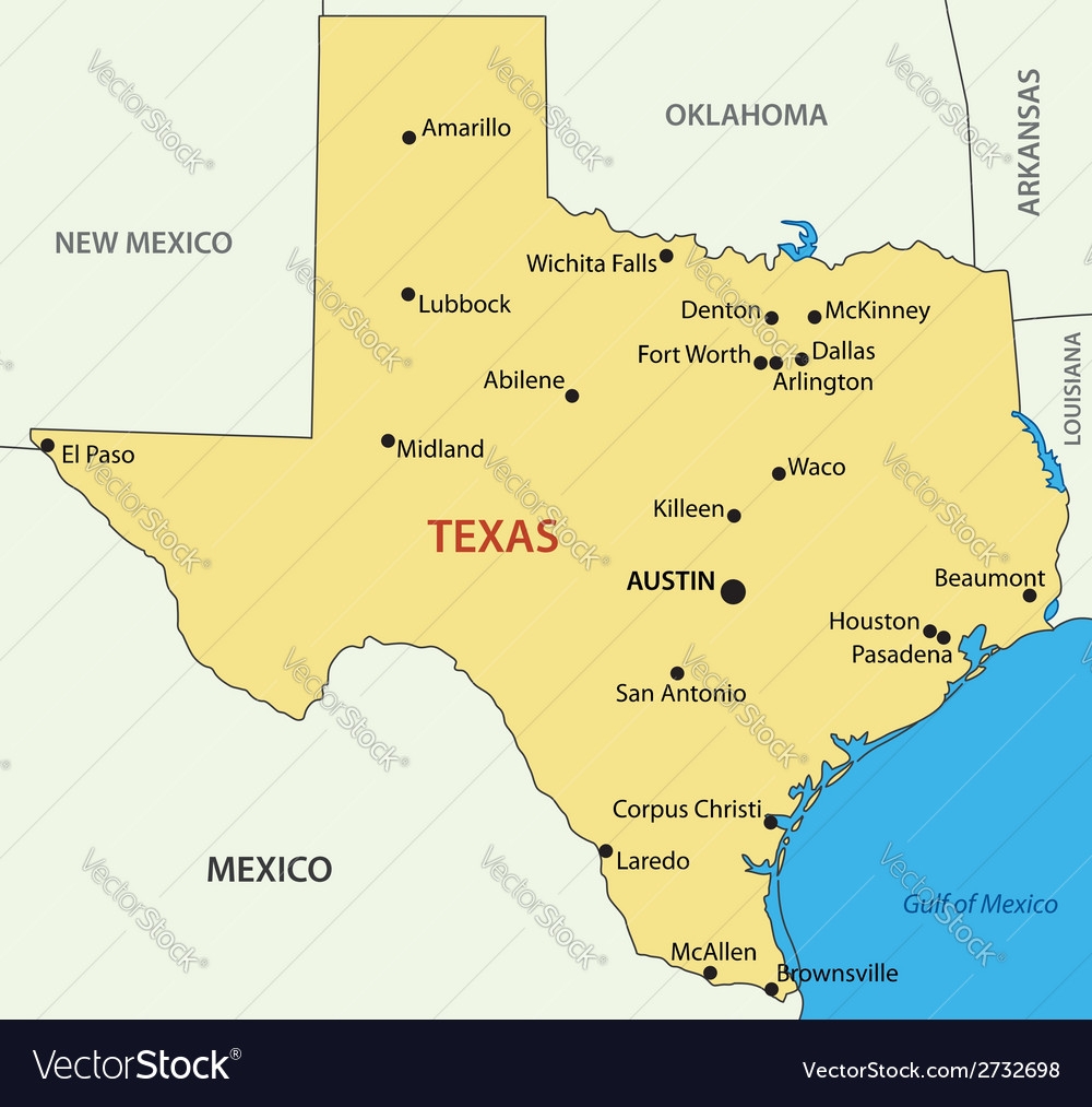 Texas Map Royalty Free Vector Image VectorStock