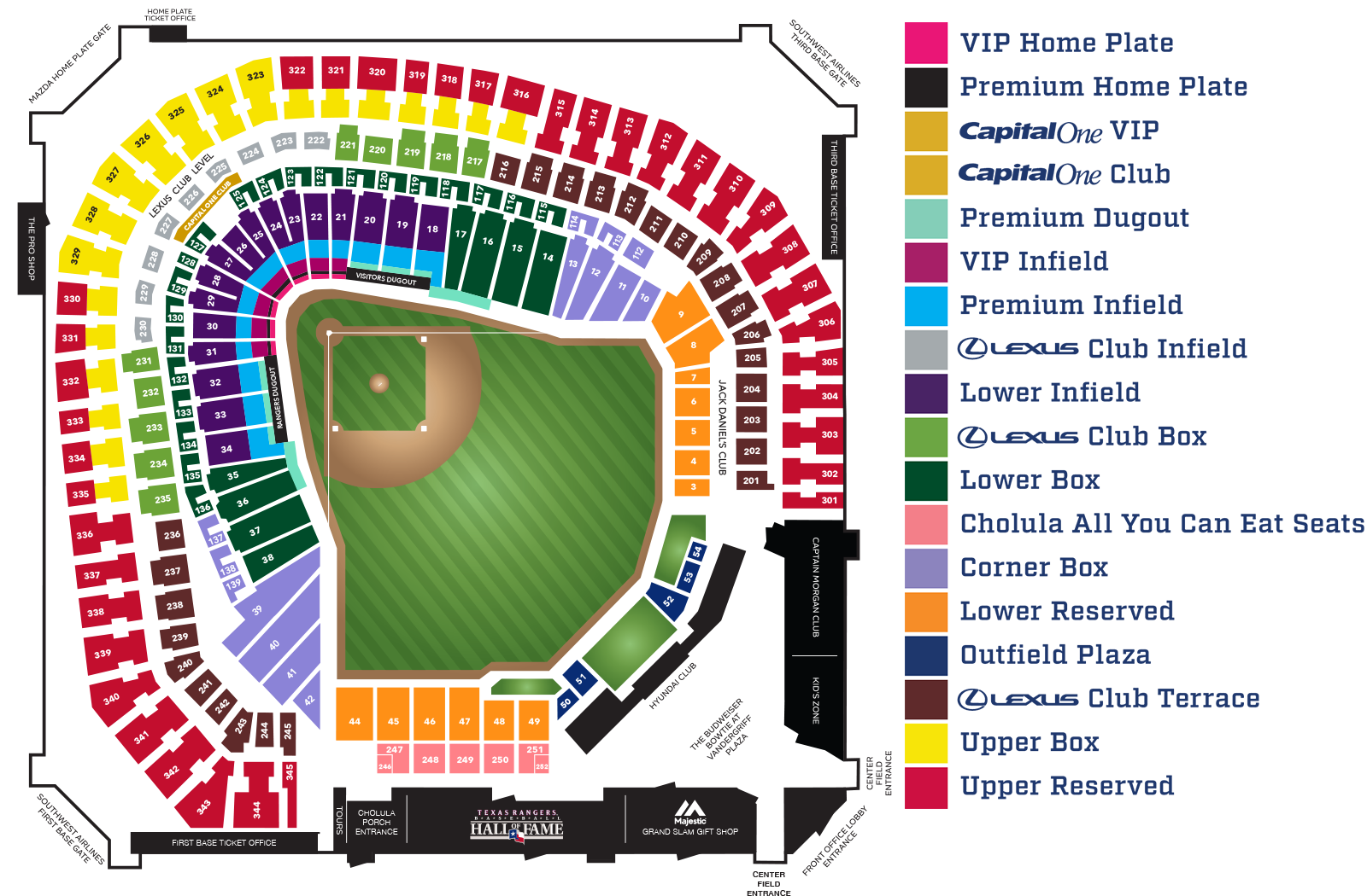 Texas Rangers Stadium Seating Chart