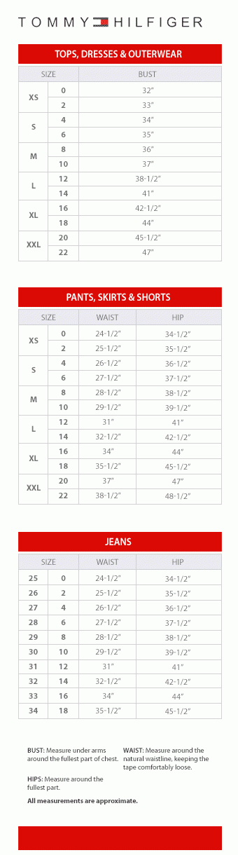 Tommy Hilfiger Women 39 s Jacket Size Chart Online
