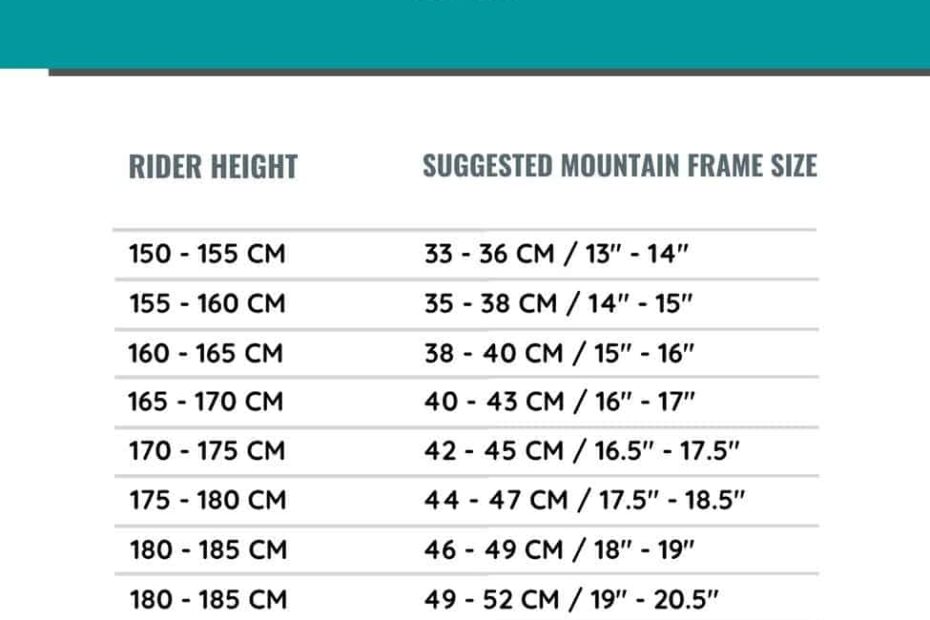 Trek Mtb Frame Size Guide Bicycle Sizing Guide And Sizing Chart Wheel