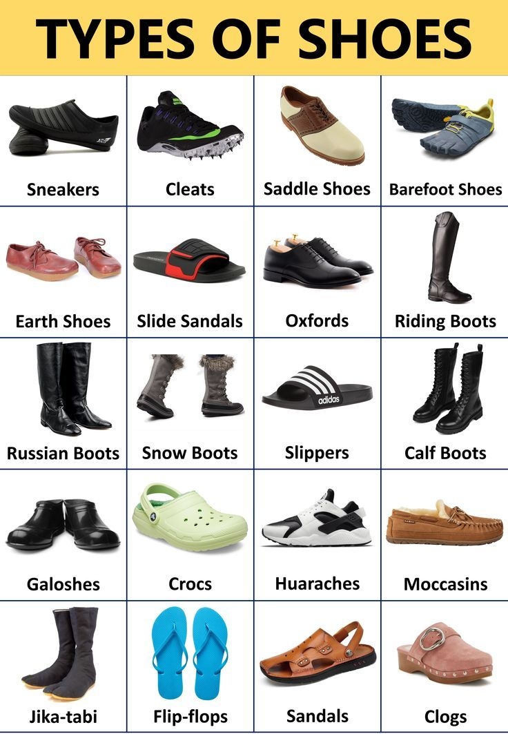 Types Of Shoes Shoe Names With Images