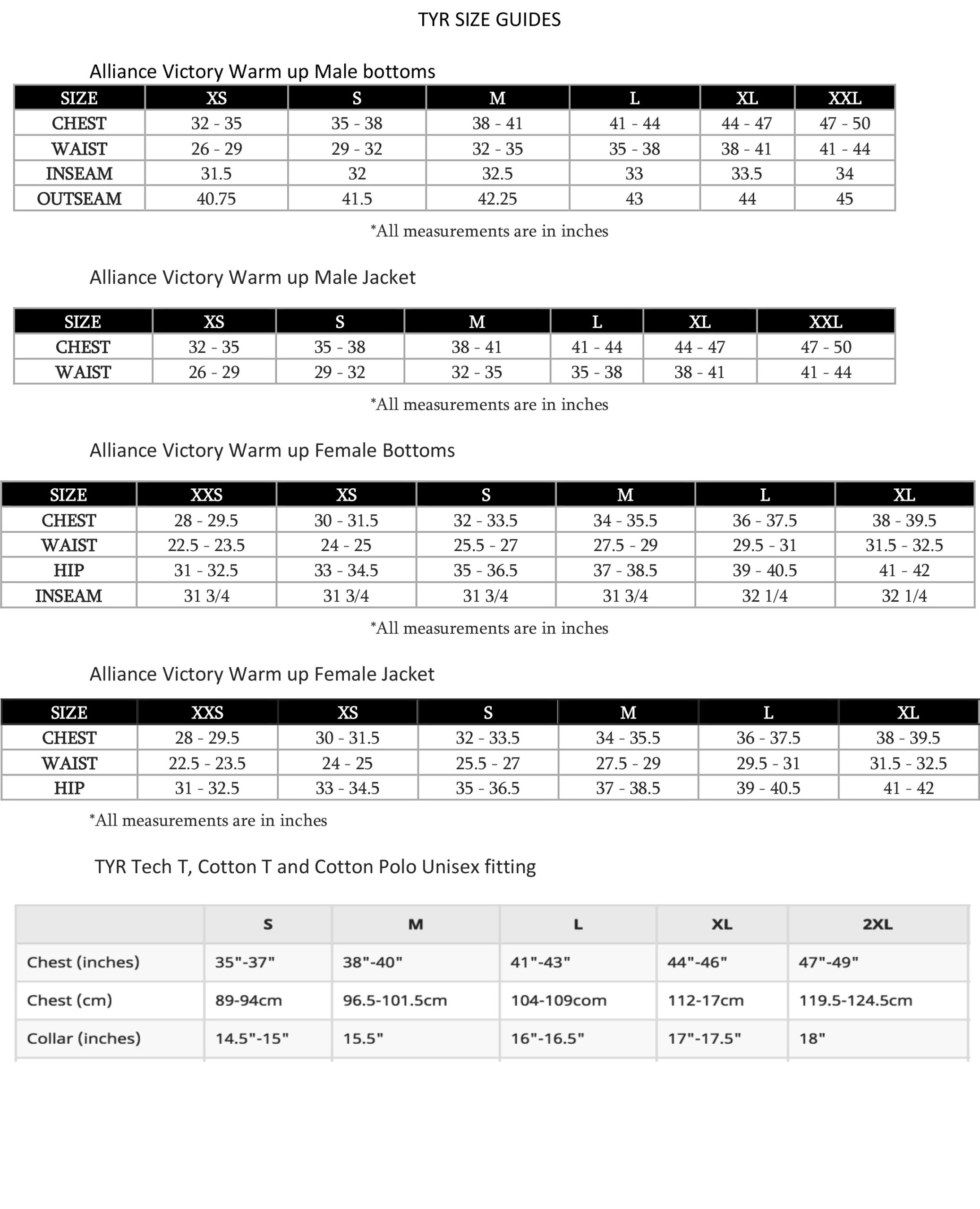 tyr swimsuit size chart tyr swimsuit size chart