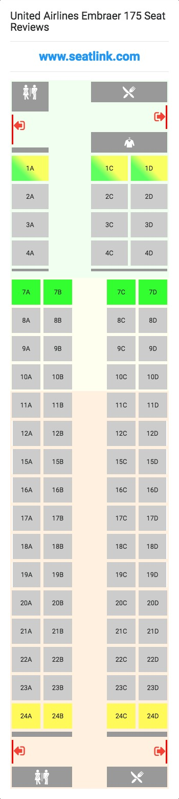 United Airlines Embraer 175 Seating Chart Updated May 2022 SeatLink