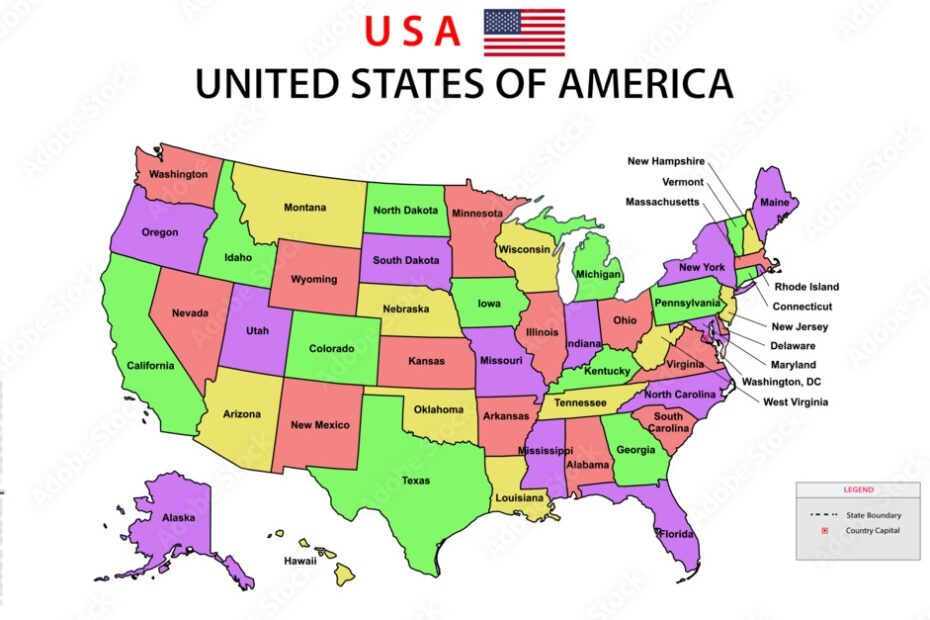 USA Map Political Map Of The United States Of America US Map With