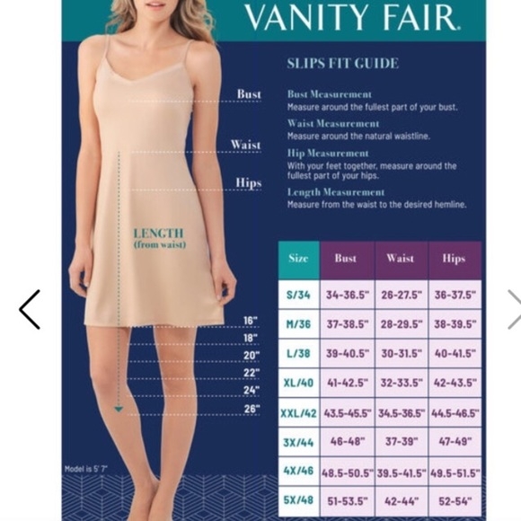Vanity Fair Size Chart Bras Size