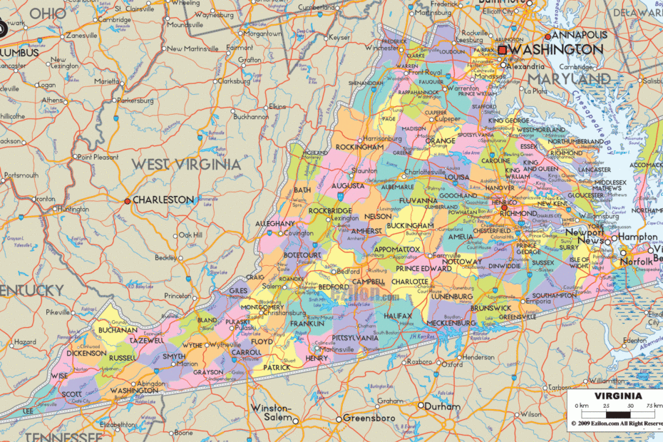 Virginia Map Of Cities And Towns
