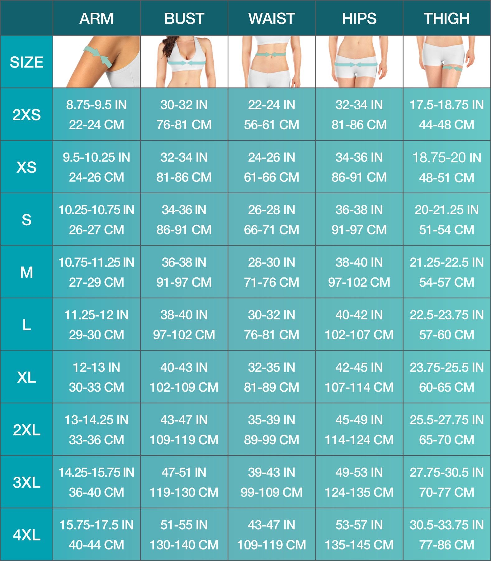 Waist Size Chart For Women Chart Sizing Women Elastic Guide