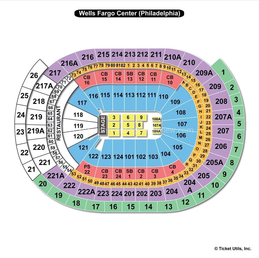 Wells Fargo Center Philadelphia PA Seating Chart View