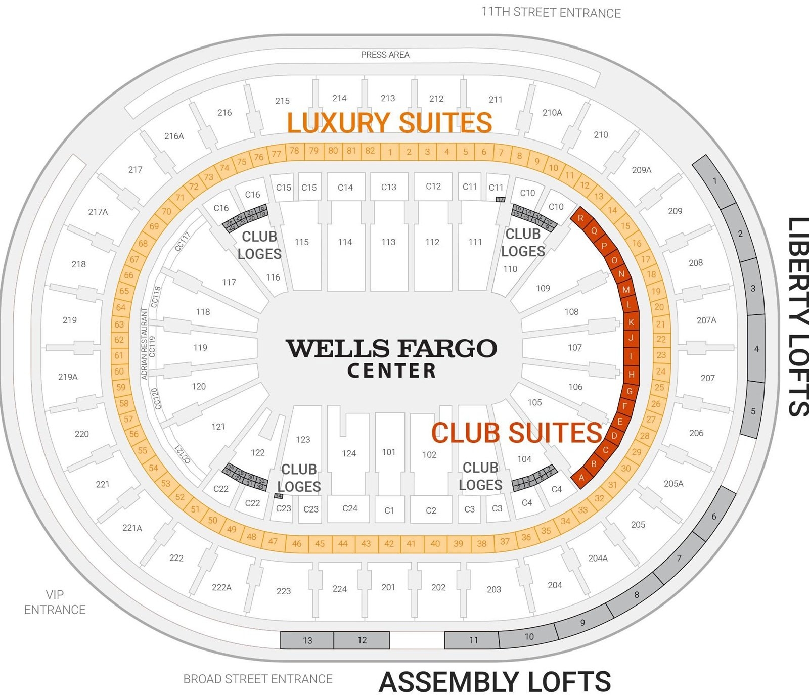 Wells Fargo Center Seating Chart With Seat Numbers And Rows
