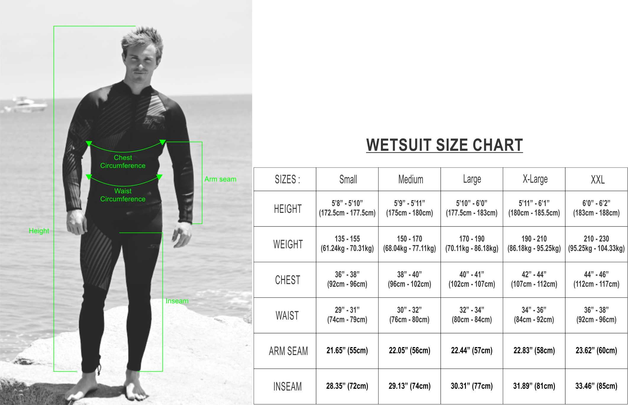 Wetsuits Size Chart Portal posgradount edu pe