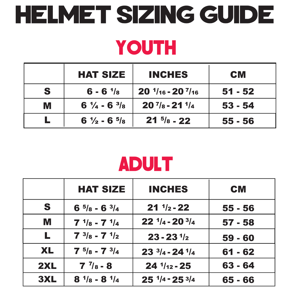Youth Football Helmet Size Chart Educational Chart Resources