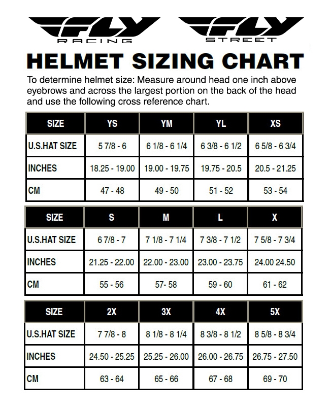 Youth Motorcycle Helmet Size Chart Sizing Guide Safety Tips